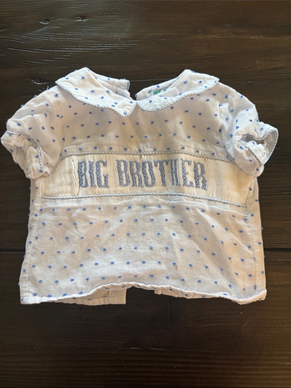 Big Brother White & Blue Dotted Baby Shirt